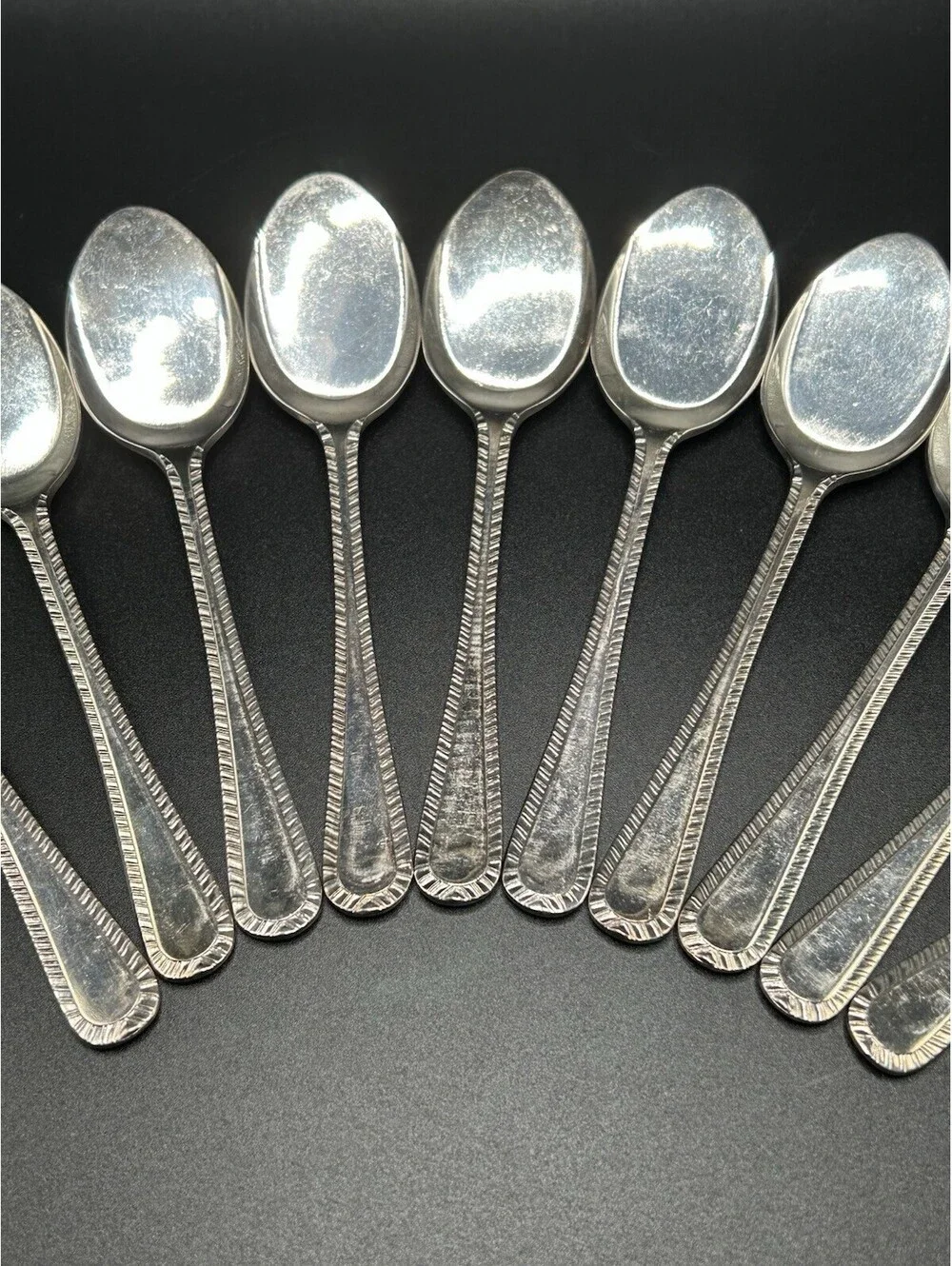 Vintage Set Of 10 Heritage Birmingham Teaspoon Silver Plated Solid Handle 5.5 in